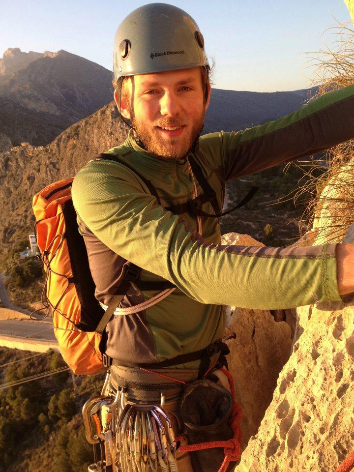 Johan rock climbing in Spain
